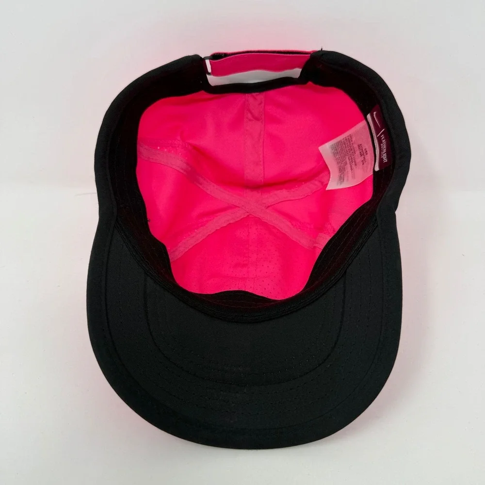 Nike Featherlight Dri-FIT Running Hat Pink Black Youth 4/6X Adjustable Cap